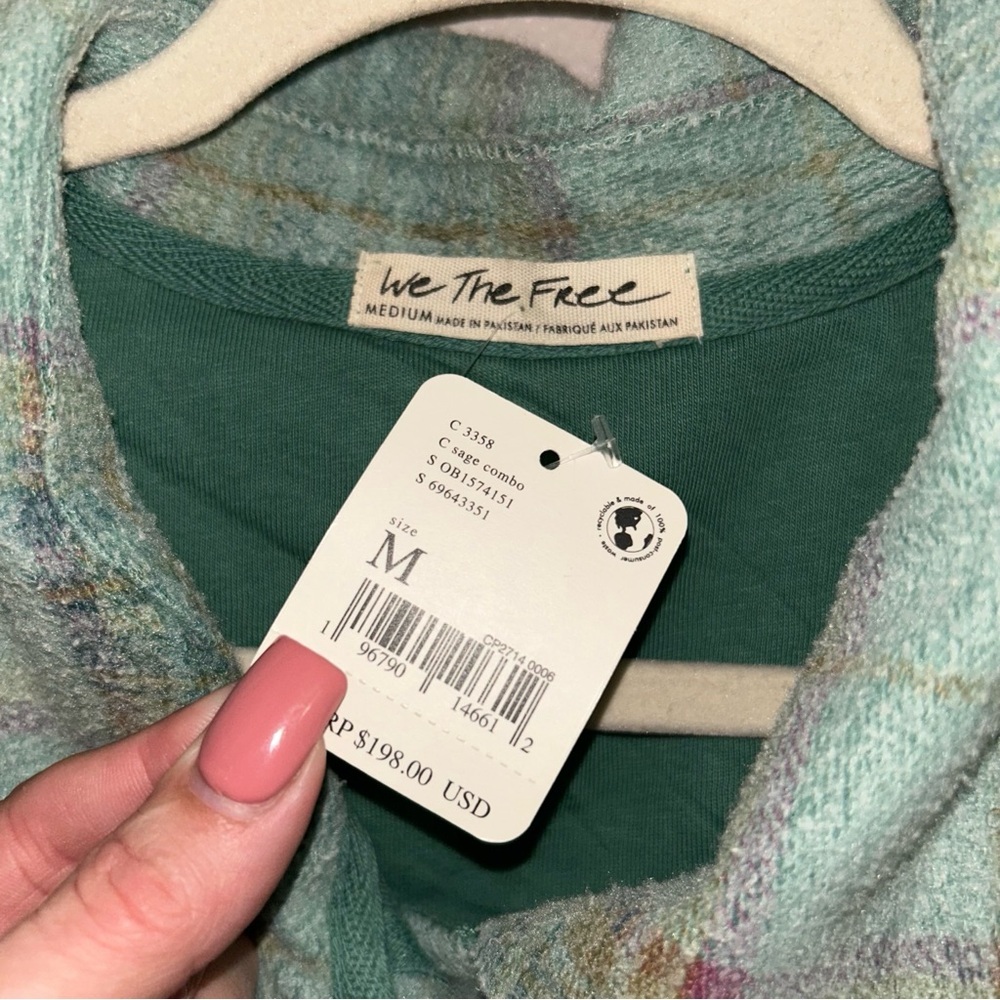 We The Free Sage Green Plaid Long Shacket - Picture 4 of 4